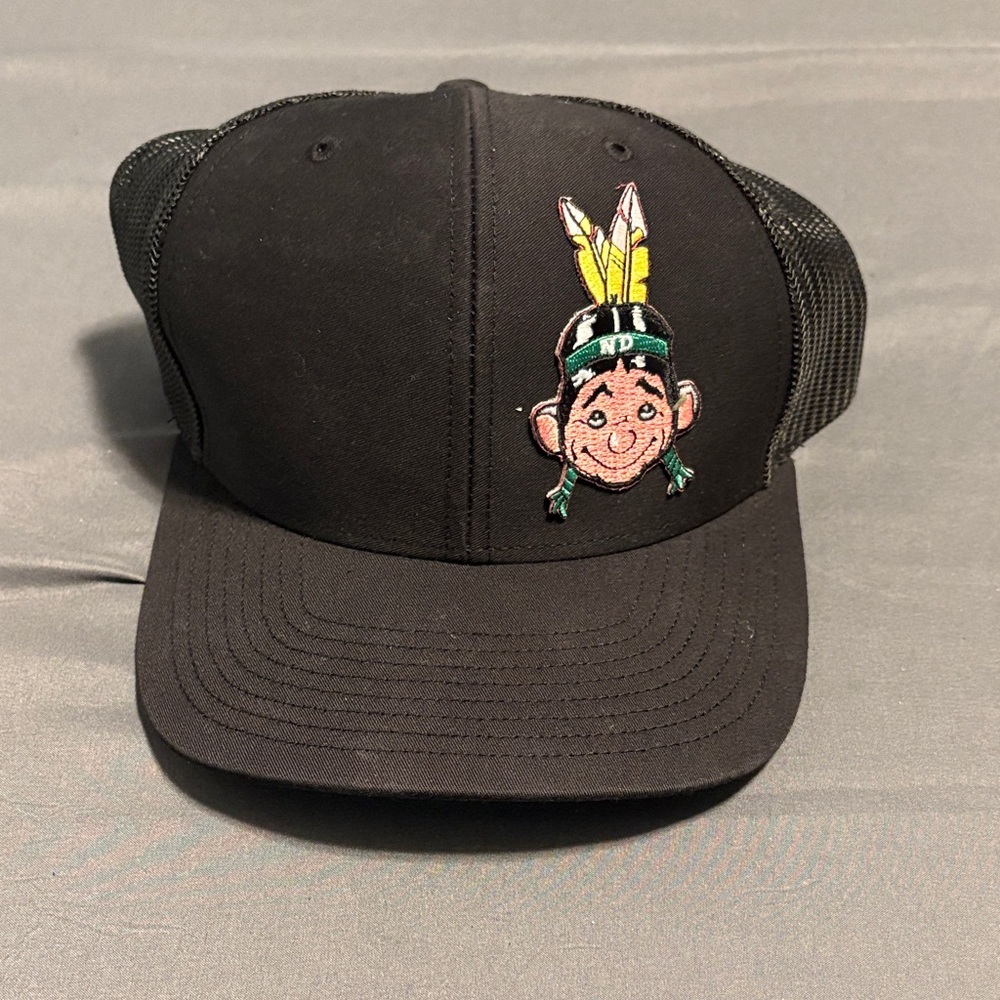 University of North Dakota Fighting Sioux Black Mesh Trucker Hat